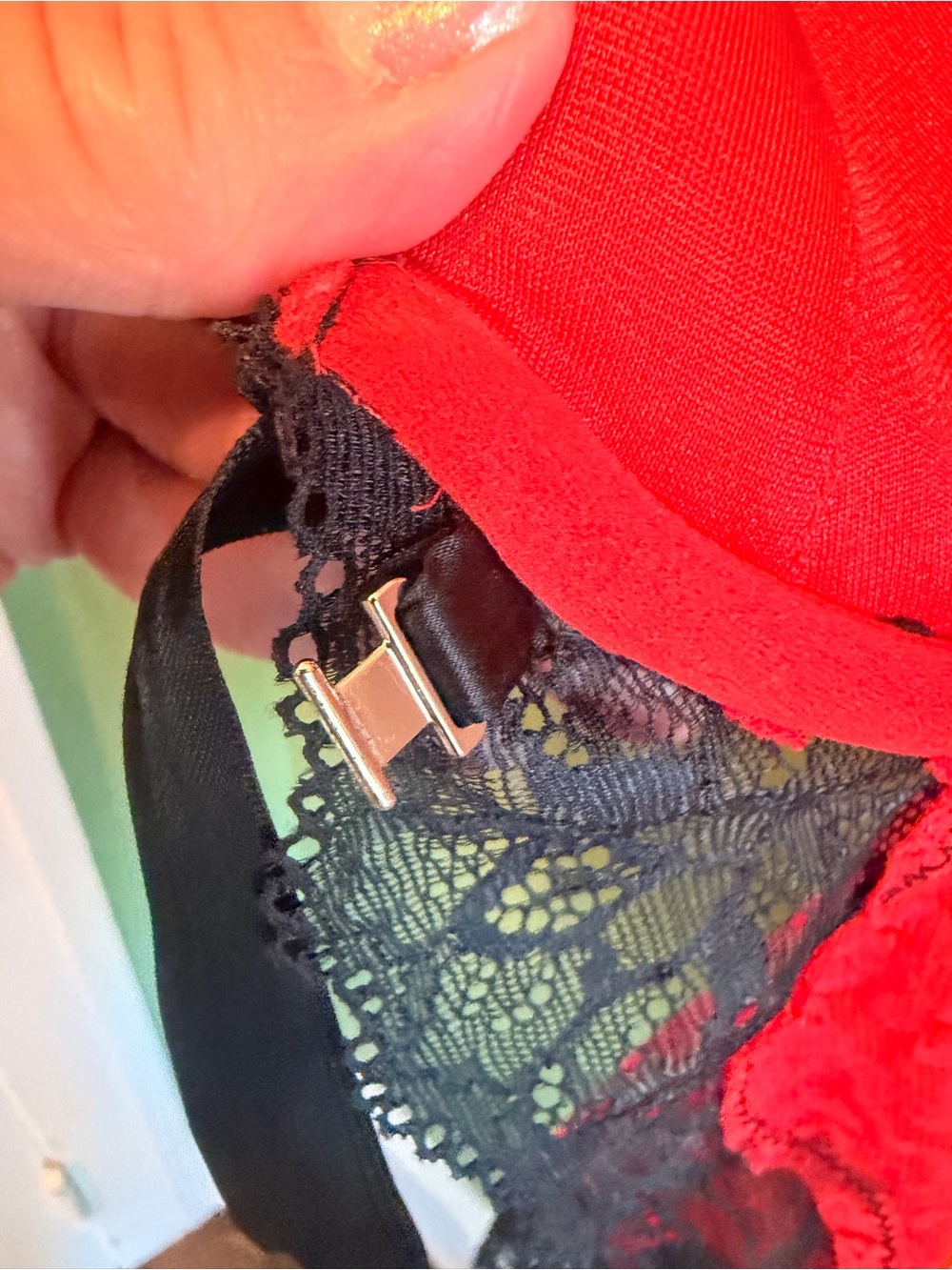 La SENZA Red and Black Lace Babydoll Chemise with Ribbon M - Picture 9 of 16